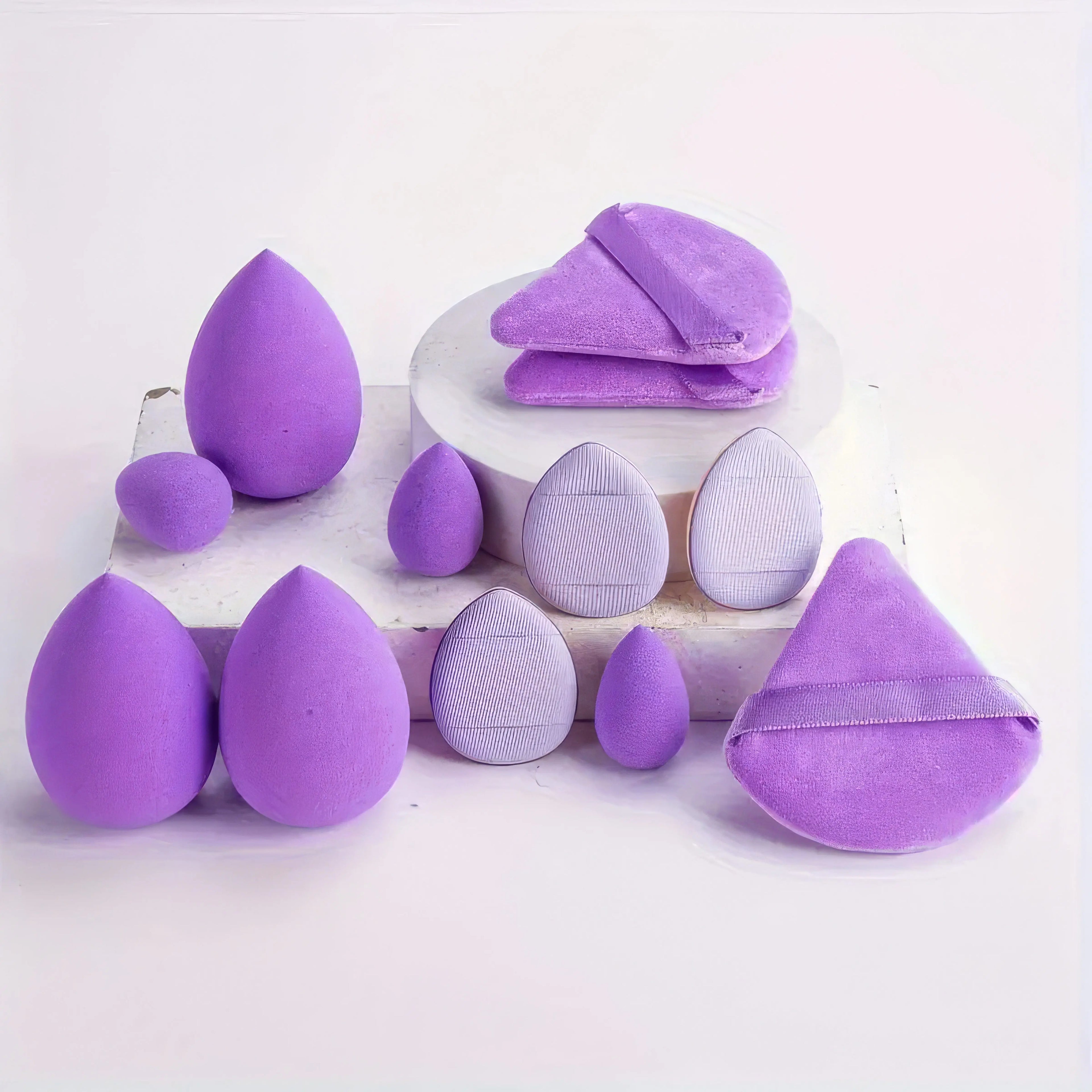 1 Set of Beauty Egg Set, Dark Purple, Triangular and Beauty Egg Sponge, Suitable for Concealer, Powder, Foundation Make-up