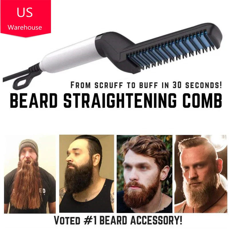 Beard Straightener For Men Heating Comb Hair Straightener Quick  Beard Comb Straight Curling Electric Hot Beard Styling Brush