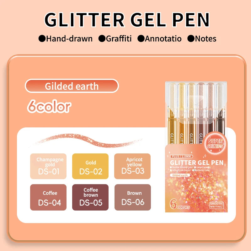 Glitter Gel Pens,Colored Pens for Black Paper&White Paper,1.0mm Point Pens,Large Capacity Ink Pens for Coloring,Writing,Drawing