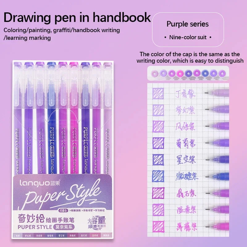 Color Gel Pen Set Kawaii Stationery Student Diary Pen Journaling Note Handbook Pen Color Gel Ink Pens Markers School Supplies