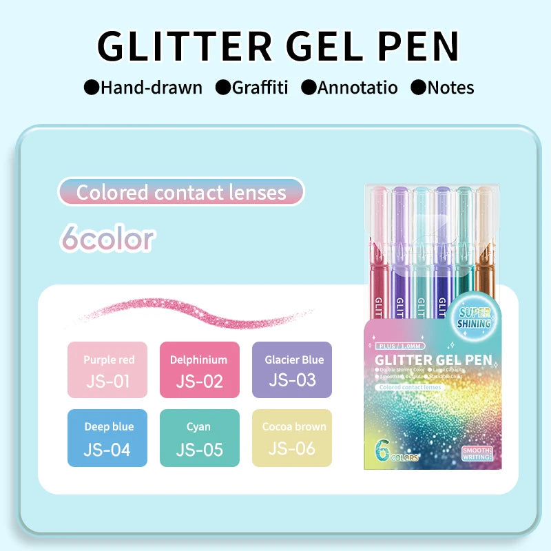 Glitter Gel Pens,Colored Pens for Black Paper&White Paper,1.0mm Point Pens,Large Capacity Ink Pens for Coloring,Writing,Drawing