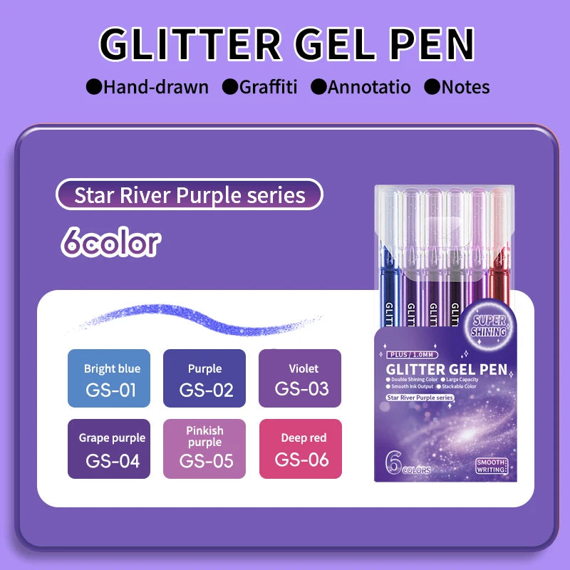 Glitter Gel Pens,Colored Pens for Black Paper&White Paper,1.0mm Point Pens,Large Capacity Ink Pens for Coloring,Writing,Drawing