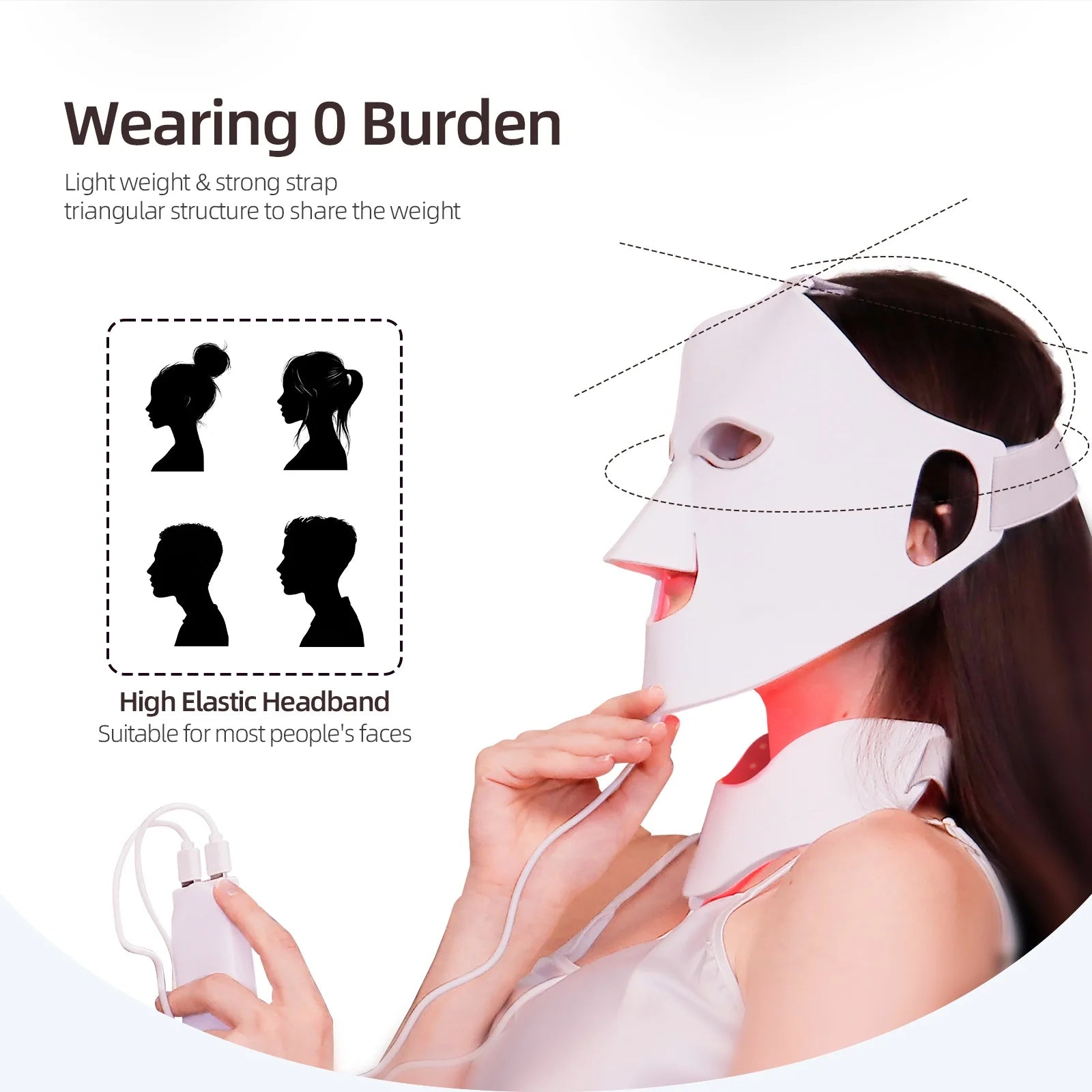 Flexible Silicone Facial Beauty Mask Photon Face Neck LED Mask Red Light Infrared Skin Care Repair Skin Wireless Use