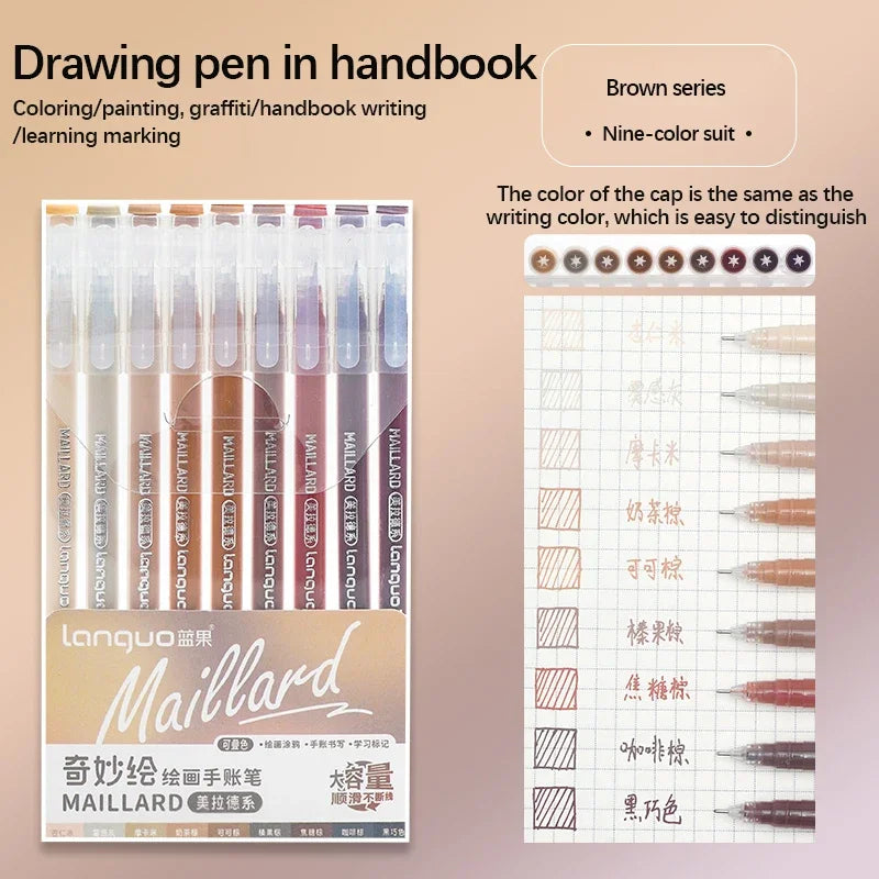 Color Gel Pen Set Kawaii Stationery Student Diary Pen Journaling Note Handbook Pen Color Gel Ink Pens Markers School Supplies