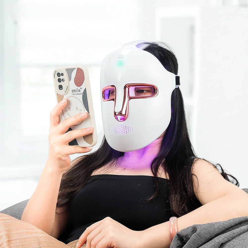 7 Colors LED Facial Mask Photon Therapy For Lift Face Anti Shrink Pore Skin Repair Whiten Wireless Use Beauty Mask