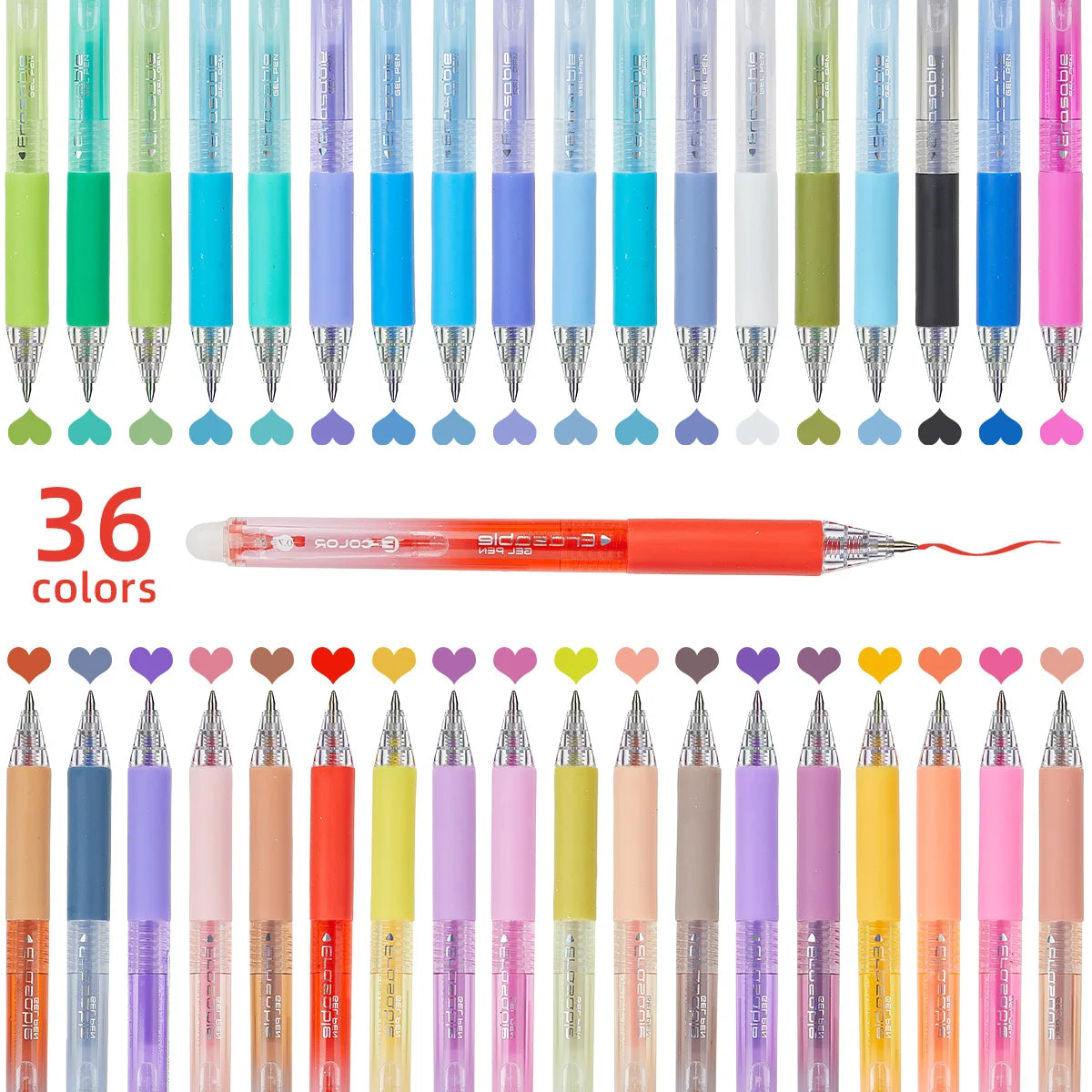 12/24/36 Color Retractable Gel Pen Set 0.7mm Fine Point Erasable Marking Pens for Drawing Coloring School Aesthetic Supplies