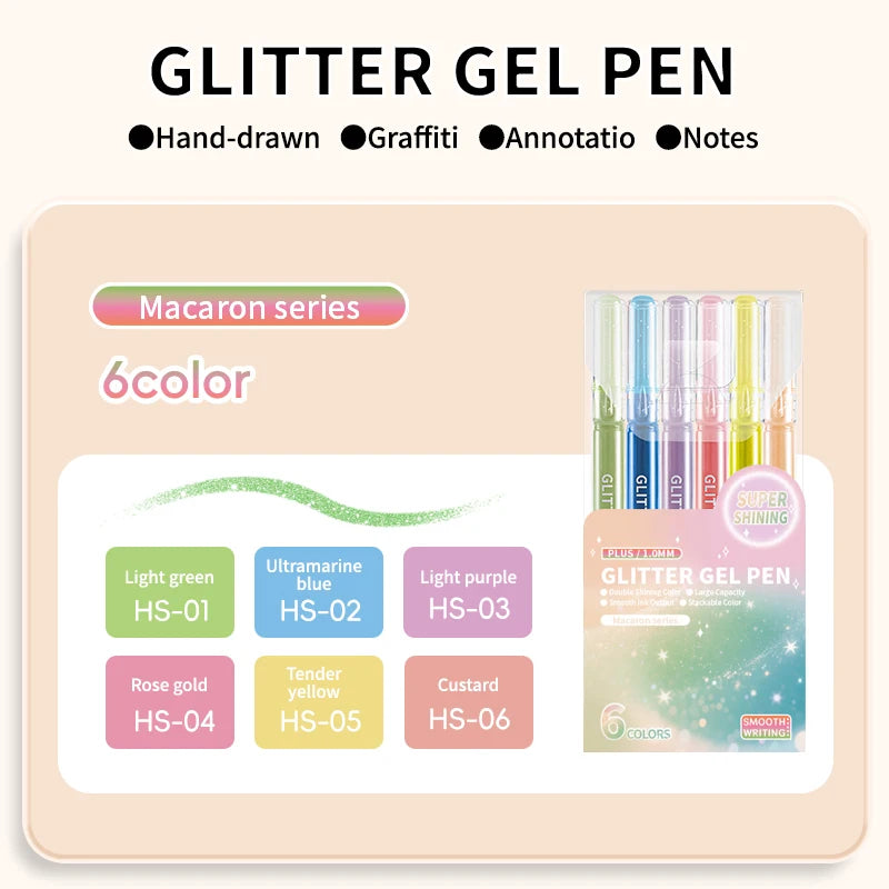 Glitter Gel Pens,Colored Pens for Black Paper&White Paper,1.0mm Point Pens,Large Capacity Ink Pens for Coloring,Writing,Drawing