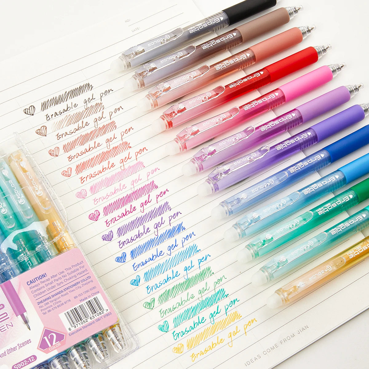 12/24/36 Color Retractable Gel Pen Set 0.7mm Fine Point Erasable Marking Pens for Drawing Coloring School Aesthetic Supplies