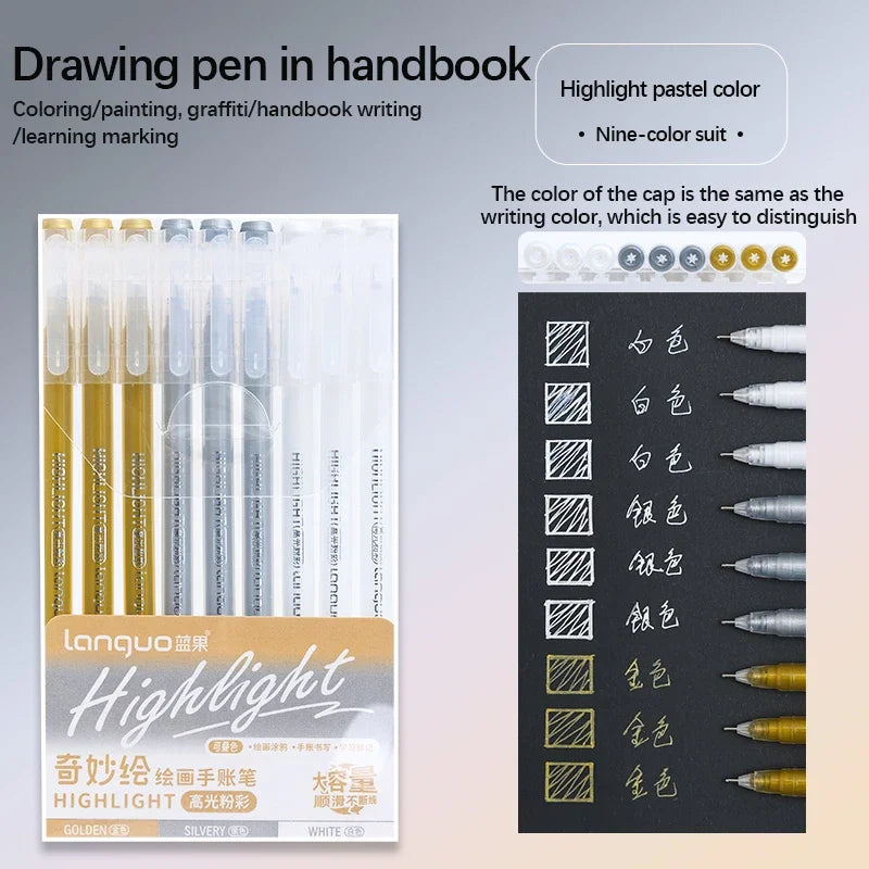 Color Gel Pen Set Kawaii Stationery Student Diary Pen Journaling Note Handbook Pen Color Gel Ink Pens Markers School Supplies